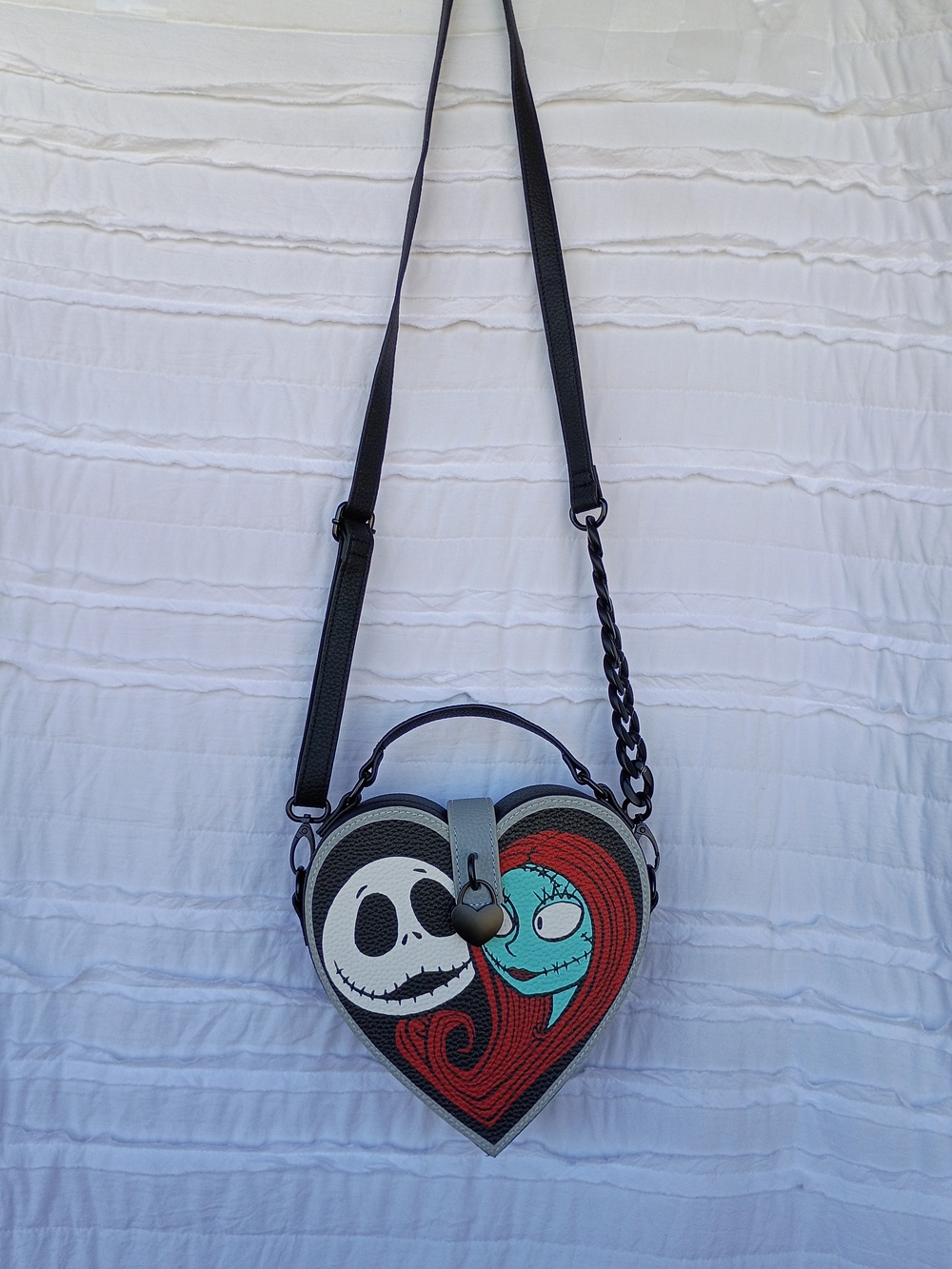 Disney Nightmare Before Christmas Jack Sally Forever Heart Crossbody - Picture 3 of 12